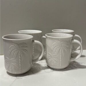 Oneida White Embossed Palm Tree Mugs Set of Six